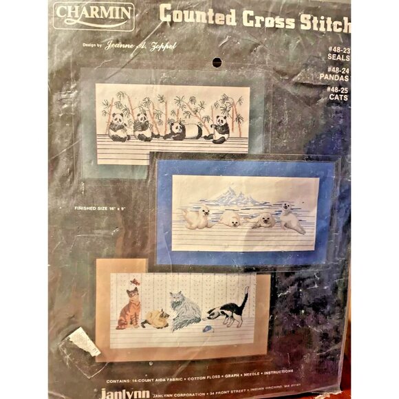 Cross Stitch Kit Janlynn Charmin Counted 48-23 Seals Only 16"X8" Vintage Sealed - Picture 1 of 10